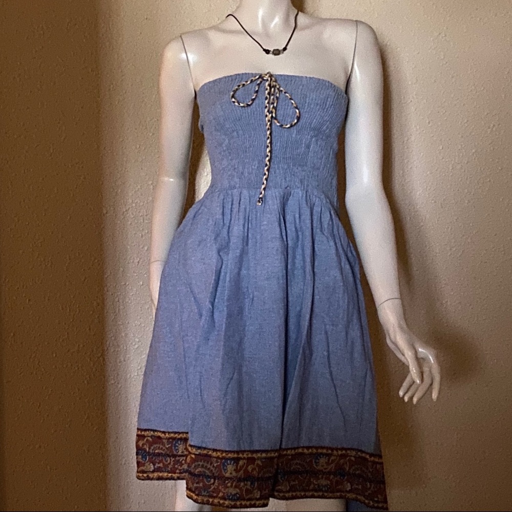 american rag denim dress American Rag Cie Women's Blue Denim Sweetheart Neckline Dress